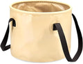 Collapsible 5 Gallon Bucket with Handle, Fishing, Camping, Car Washing, Plastic, Beige