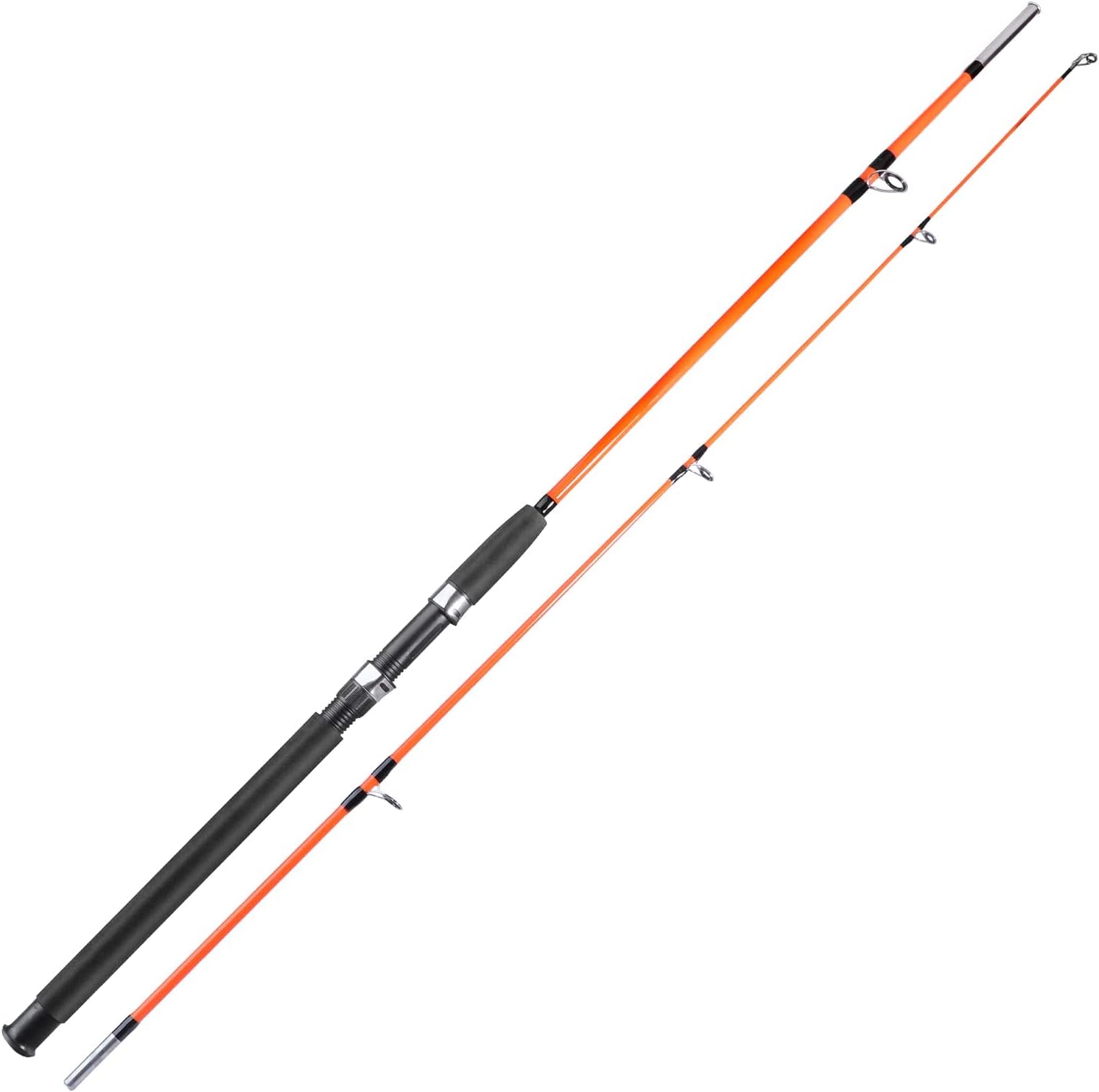 Fishing Rod, 2-Piece Composite Graphite & Glass Blanks Saltwater Trolling Rod Offshore Surf Fishing Pole with Stainless Steel Line Guides for Catfish, Salmon Glass Fiber Spinning Rod