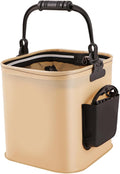 Fishing Bucket Water Container Folding with Rope EVA Water Bucket Fishing Lures Storage for Camping Hiking Gardening Boating, L