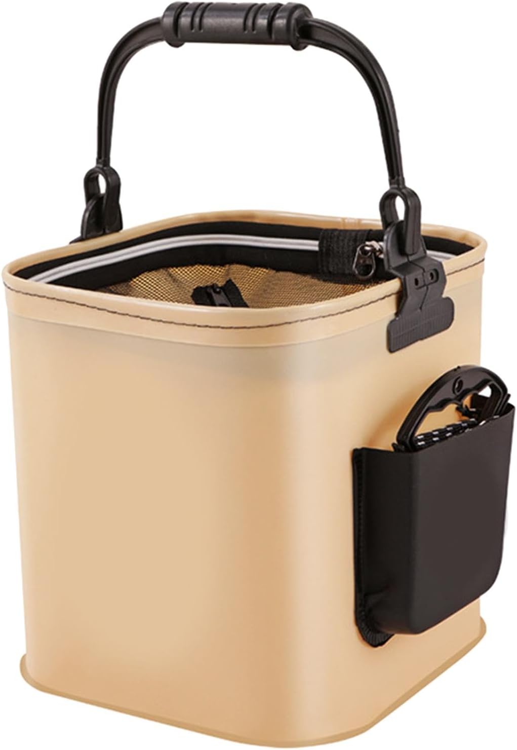 Fishing Bucket Water Container Folding with Rope EVA Water Bucket Fishing Lures Storage for Camping Hiking Gardening Boating, L