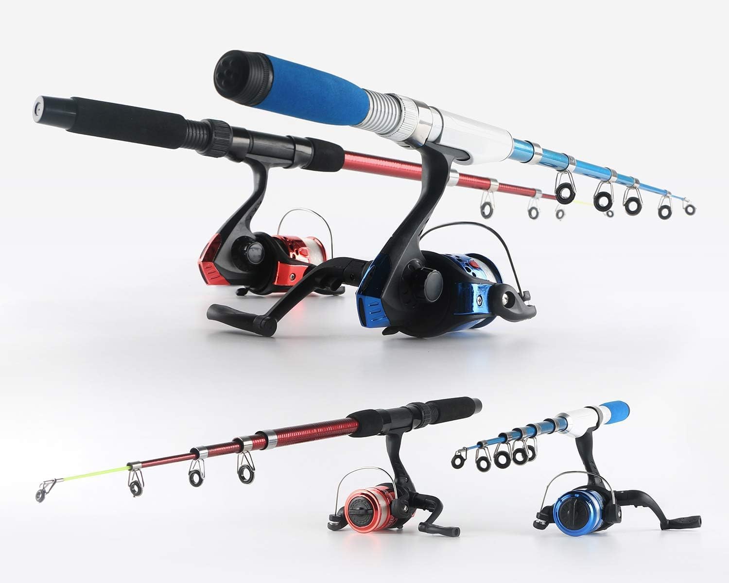 Fishing Rod Reel Combos Collapsible Fishing Rod Kit, 2PCS Telescopic Fishing Pole+2PCS Spinning Reels+Lures Hooks+Tackle Bag+Fishing Accessories Full Combo for Kids Youth