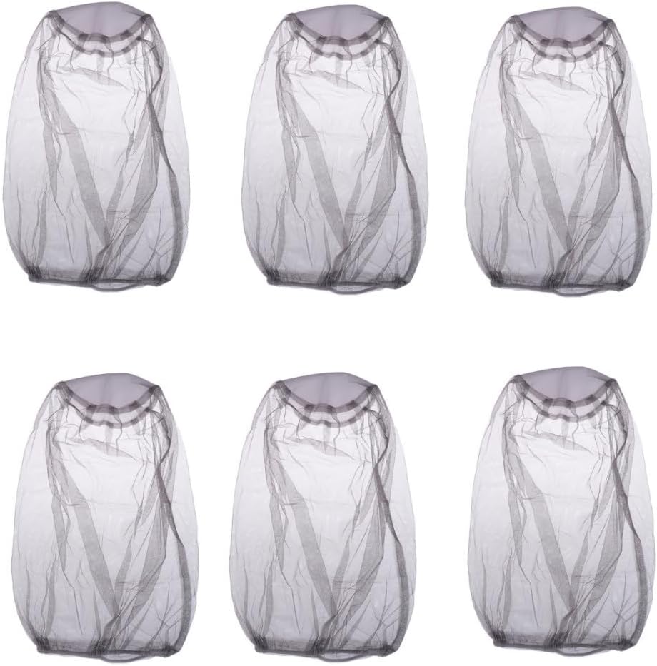 Mosquito Head Net Face Mesh Cover, 6 Pcs Mosquito Resistance Sun Fish Hat, Protective Cover Mask Face from Insect Bug Bee Mosquito Gnats for Camping Hiking Fishing Climbing(Gray)