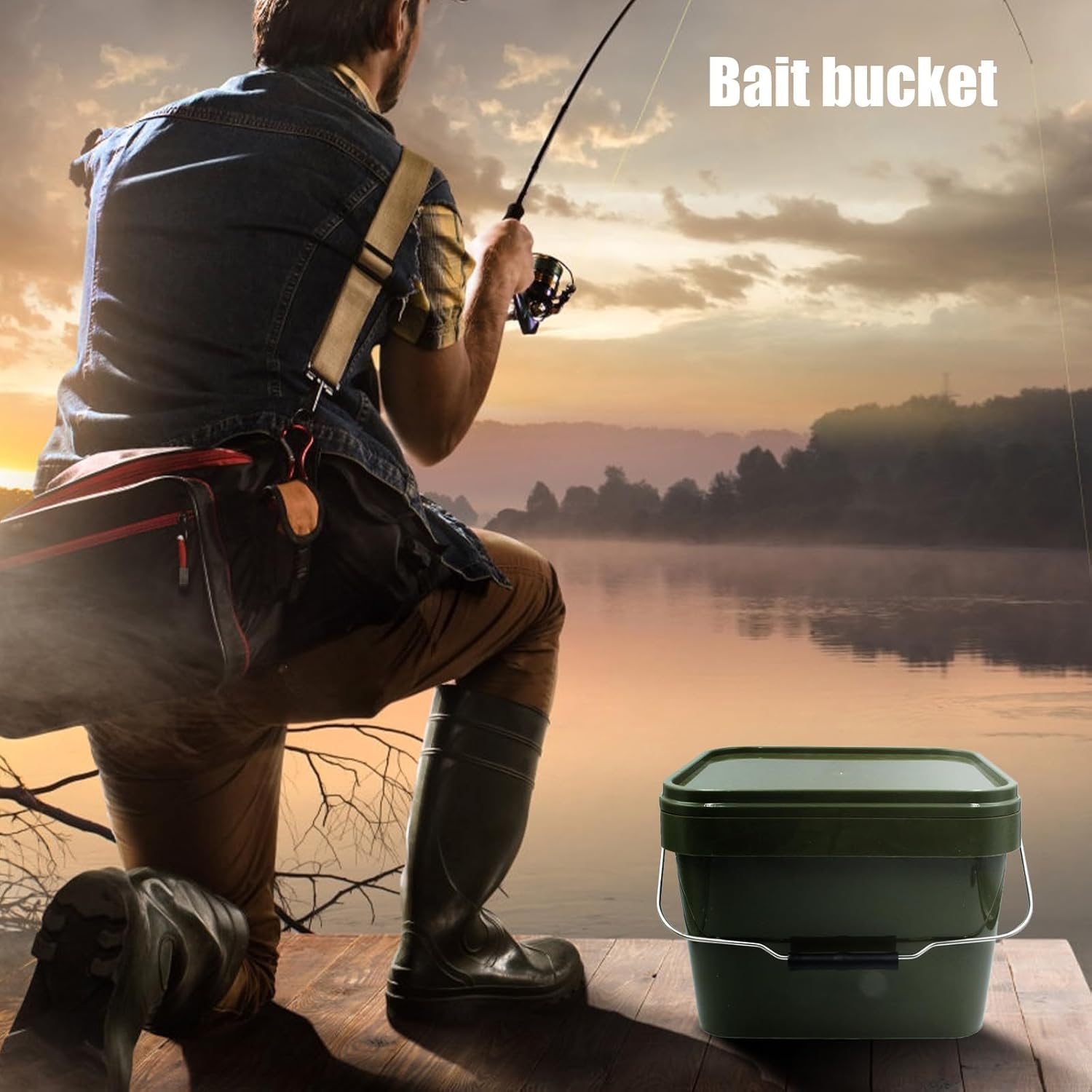 Fishing Bucket - Bait Container with Lid,Floating Live Bait Storage, Camping Bucket, Portable Fish Bucket, Bucket Organizer for Efficient Fishing