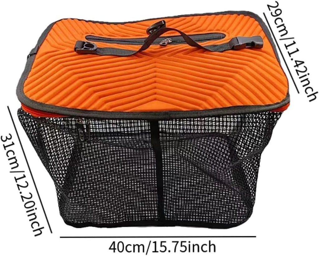 Floating Fishing Net Bag 15.75x12.20x11.42 Inch Collapsible Fish Protection Basket Quick-Drying Portable Storage Bag for Sea Fishing