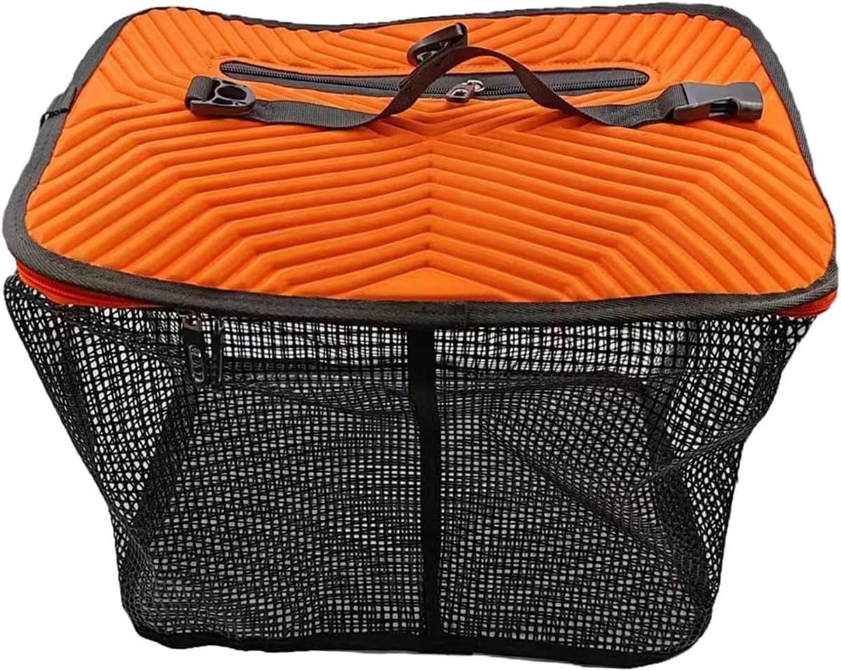 Floating Fishing Net Bag 15.75x12.20x11.42 Inch Collapsible Fish Protection Basket Quick-Drying Portable Storage Bag for Sea Fishing