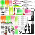 101 PCS Fishing Lure Kit with Fish Lip Gripper Fish Controller Hard and Soft Lures Hooks Jig Heads Weights and Accessories Complete Fishing Gear Set for Freshwater and Saltwater Ideal Gift for Men
