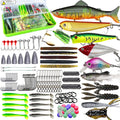 Fishing Lures Kit Set, Baits Tackle Including Crankbaits, Topwater Lures, Spinnerbaits, Worms, Jigs, Hooks, Tackle Box and More Fishing Gear Lures for Bass Trout