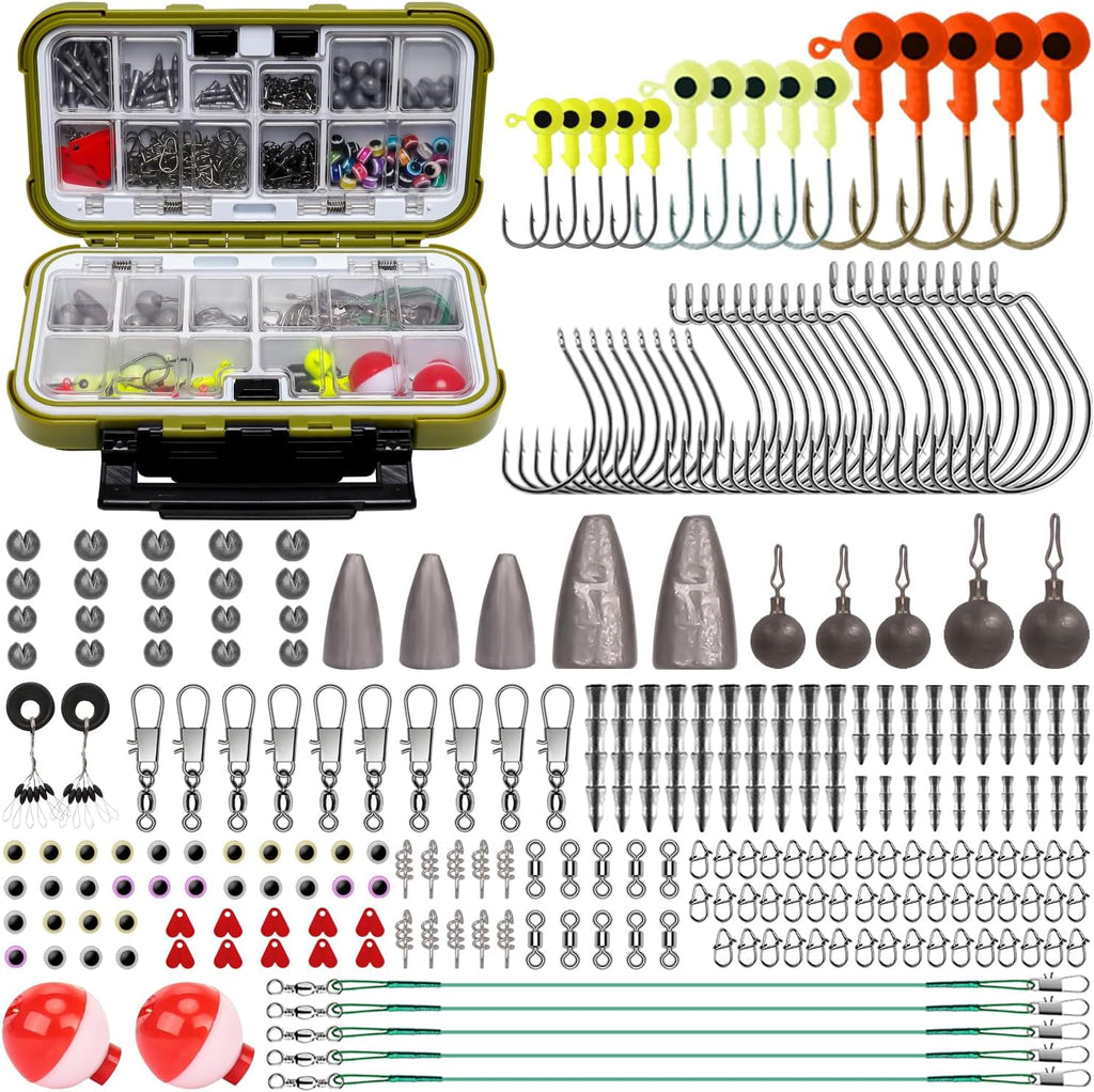 Fishing Lures Accessories Kit with Tackle Box, Fishing Hooks Minnow Crankbait Frog Popper Lure Worm Fishing Spoon Spinner Bait for Bass Crappie, Fishing Gear Freshwater Equipment Gifts for Men