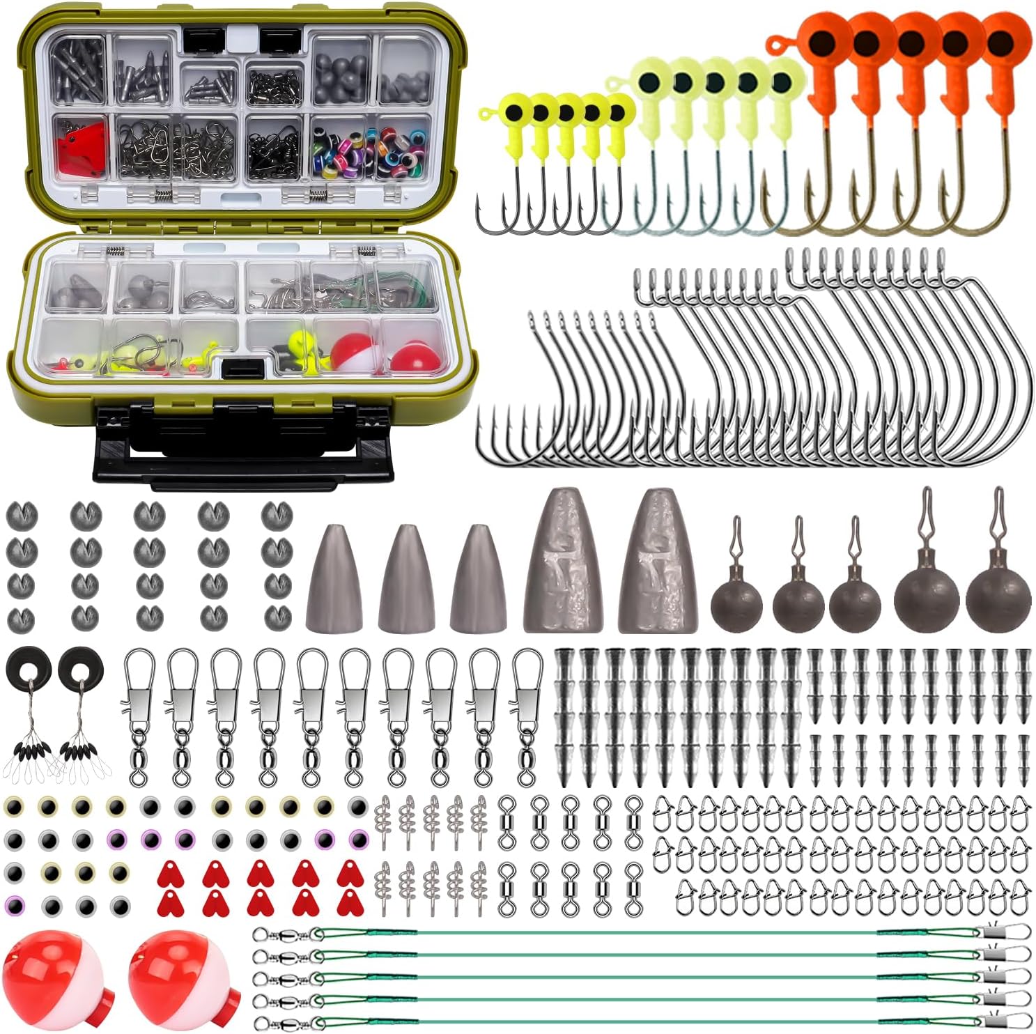 Fishing Lures Accessories Kit with Tackle Box, Fishing Hooks Minnow Crankbait Frog Popper Lure Worm Fishing Spoon Spinner Bait for Bass Crappie, Fishing Gear Freshwater Equipment Gifts for Men