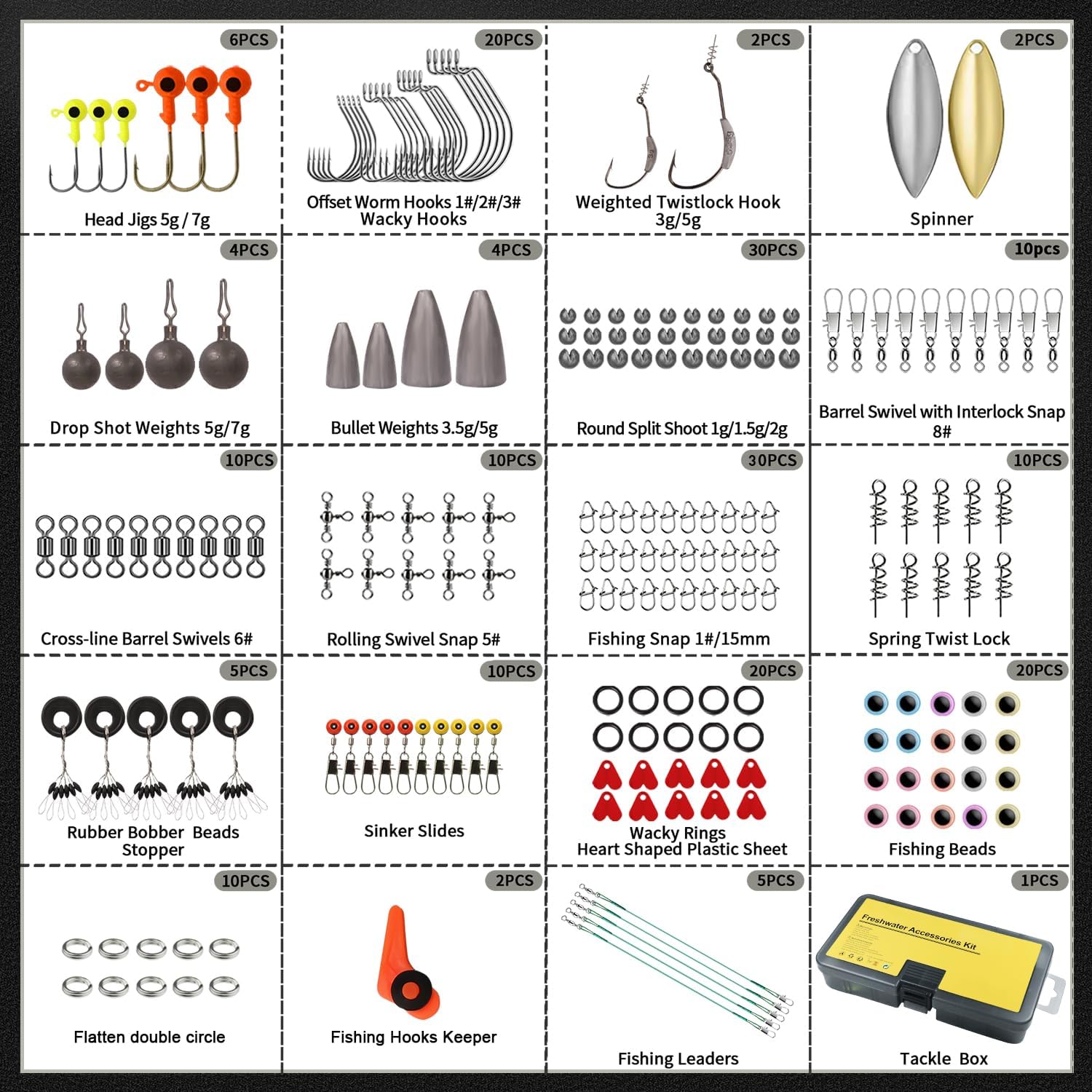 Fishing Lures Accessories Kit with Tackle Box, Fishing Hooks Minnow Crankbait Frog Popper Lure Worm Fishing Spoon Spinner Bait for Bass Crappie, Fishing Gear Freshwater Equipment Gifts for Men