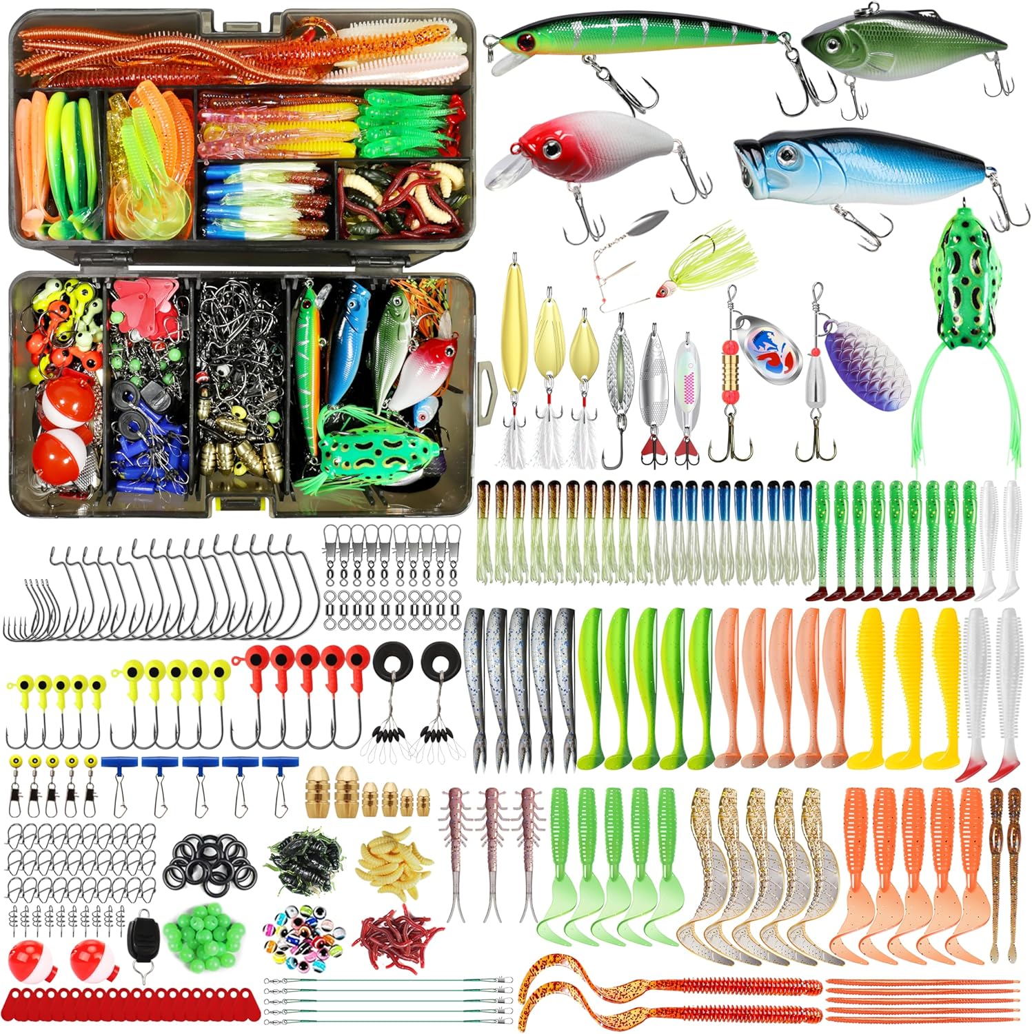 Widely Used Fishing Lures & Tackle Kit Worth Ever , Selected Fishing Kit for Starter Freshwater Saltwater, Economic/Giftable/Premium Fishing Gear Set Available, for Family